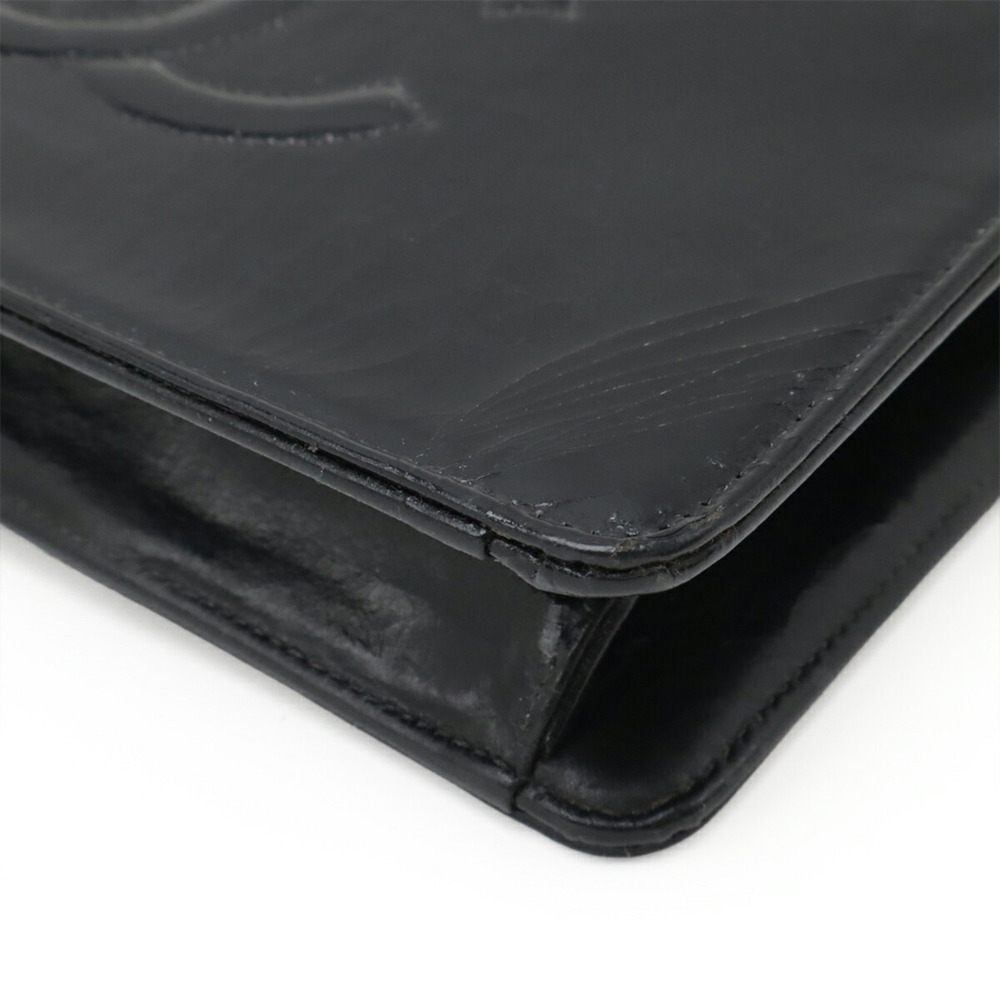 CHANEL Black Leather Logo Clutch Bag - Picture 4 of 9